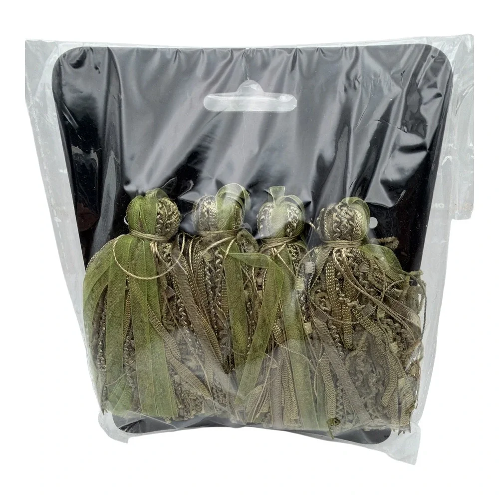 Olive Green Tassel Set of 16 Tassels Tie Backs Drapes Curtains Fringed 7